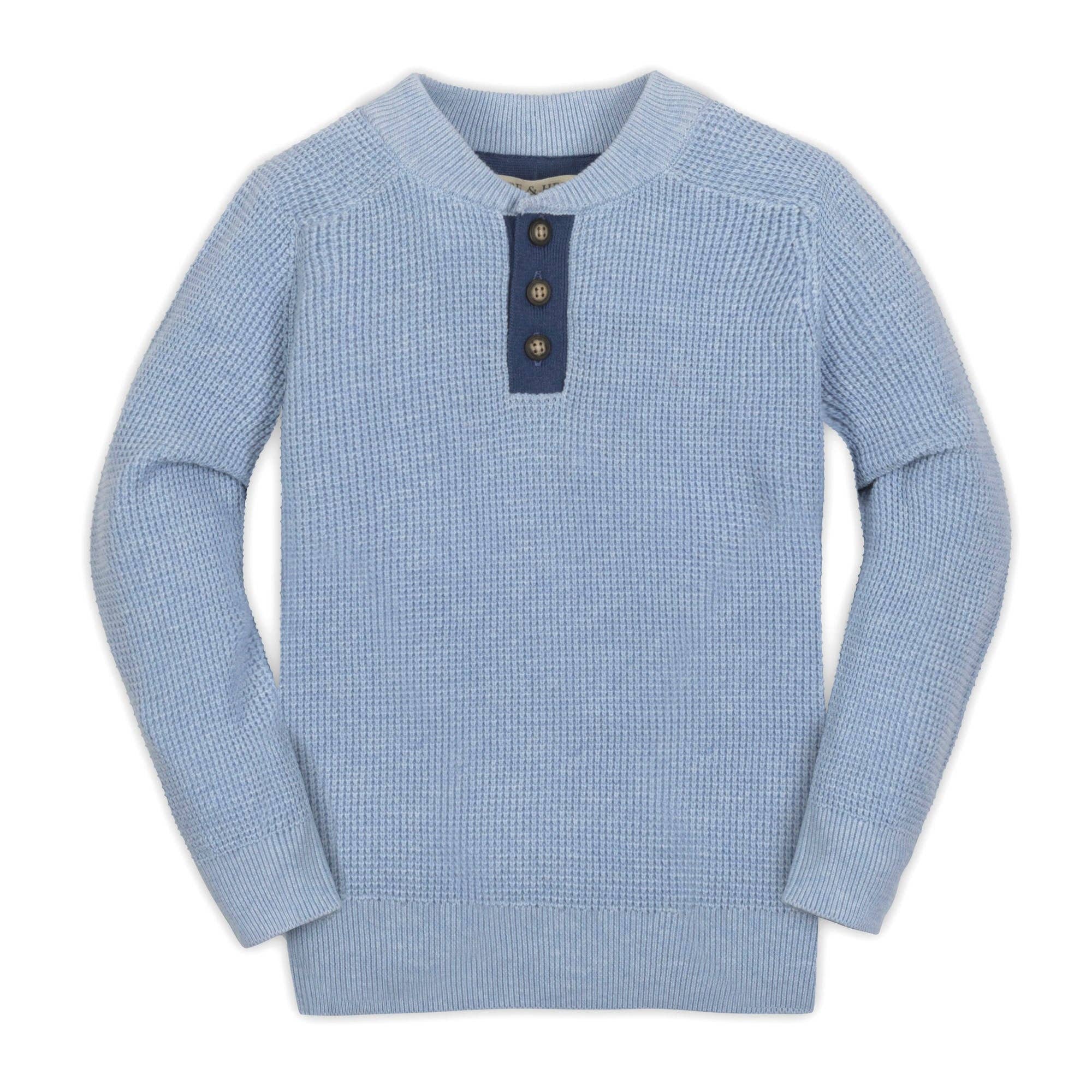 Image of Organic Sweater Henley with Elbow Patches